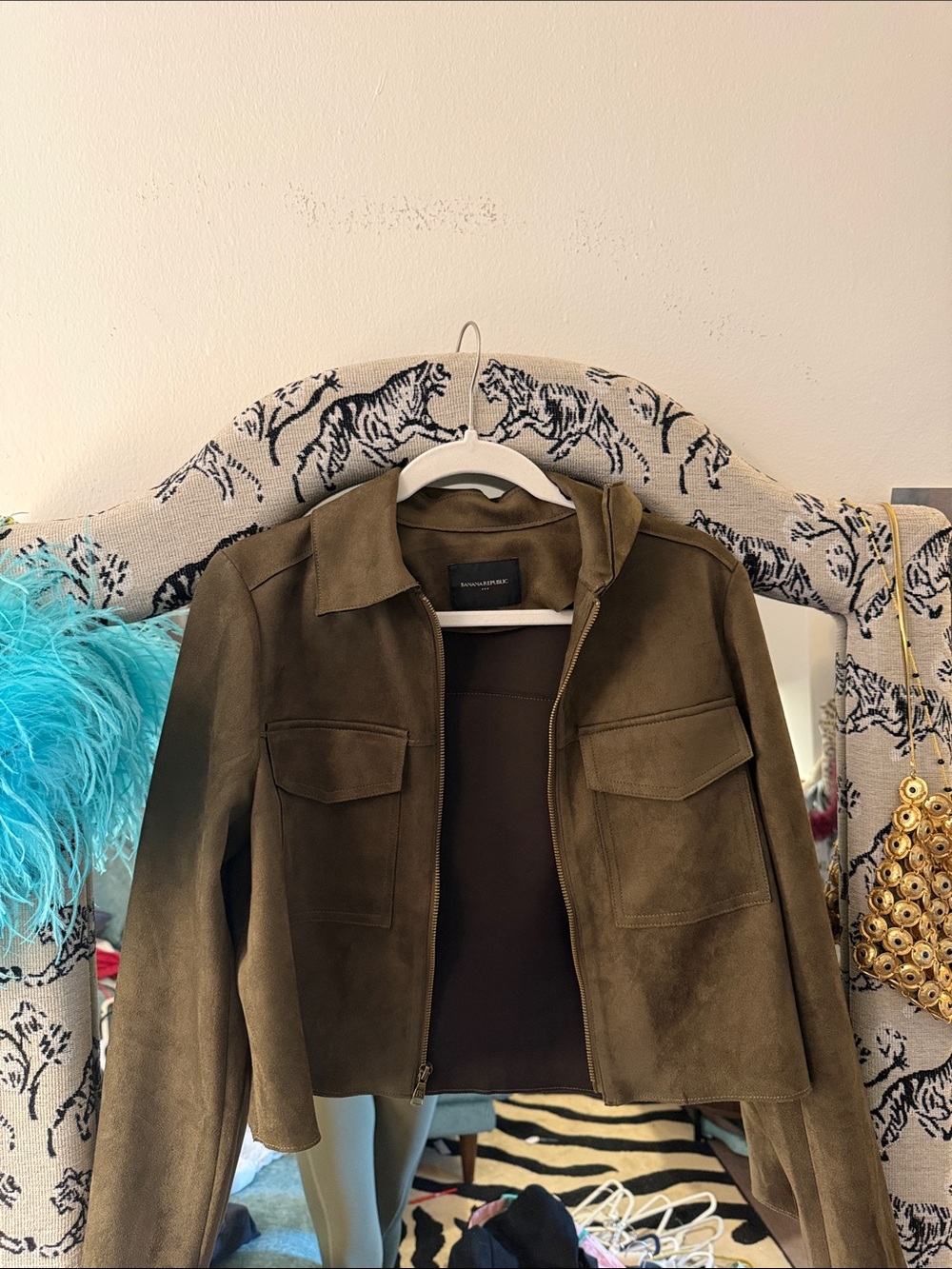 Banana Republic Olive Green Suede Utility Jacket - Women's